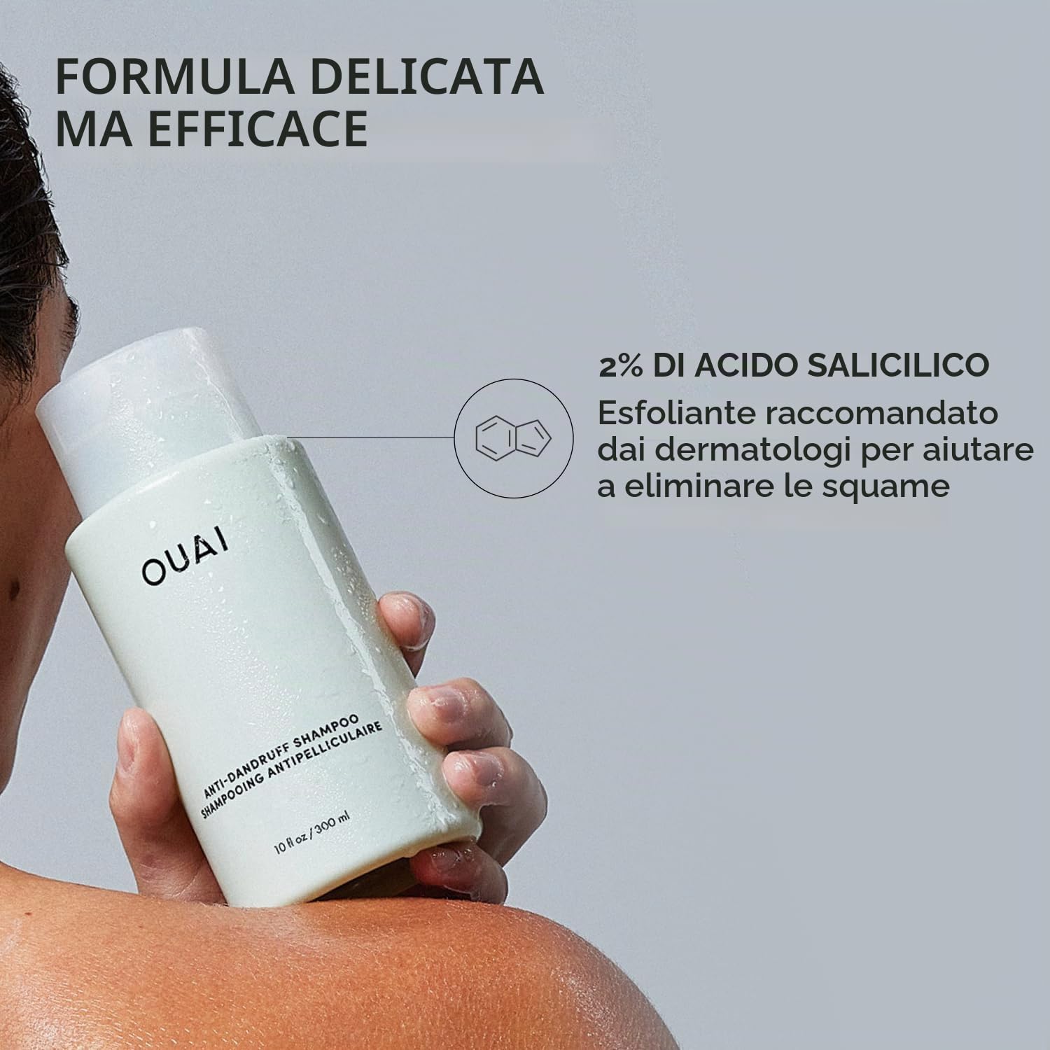 OUAI Anti-Dandruff Shampoo - Shampoo Antiforfora con Acido Salicilico per Cute Secca, Prurito e Desquamazione - Riduce Prurito e Irritazione - Senza Solfati - 300 ml