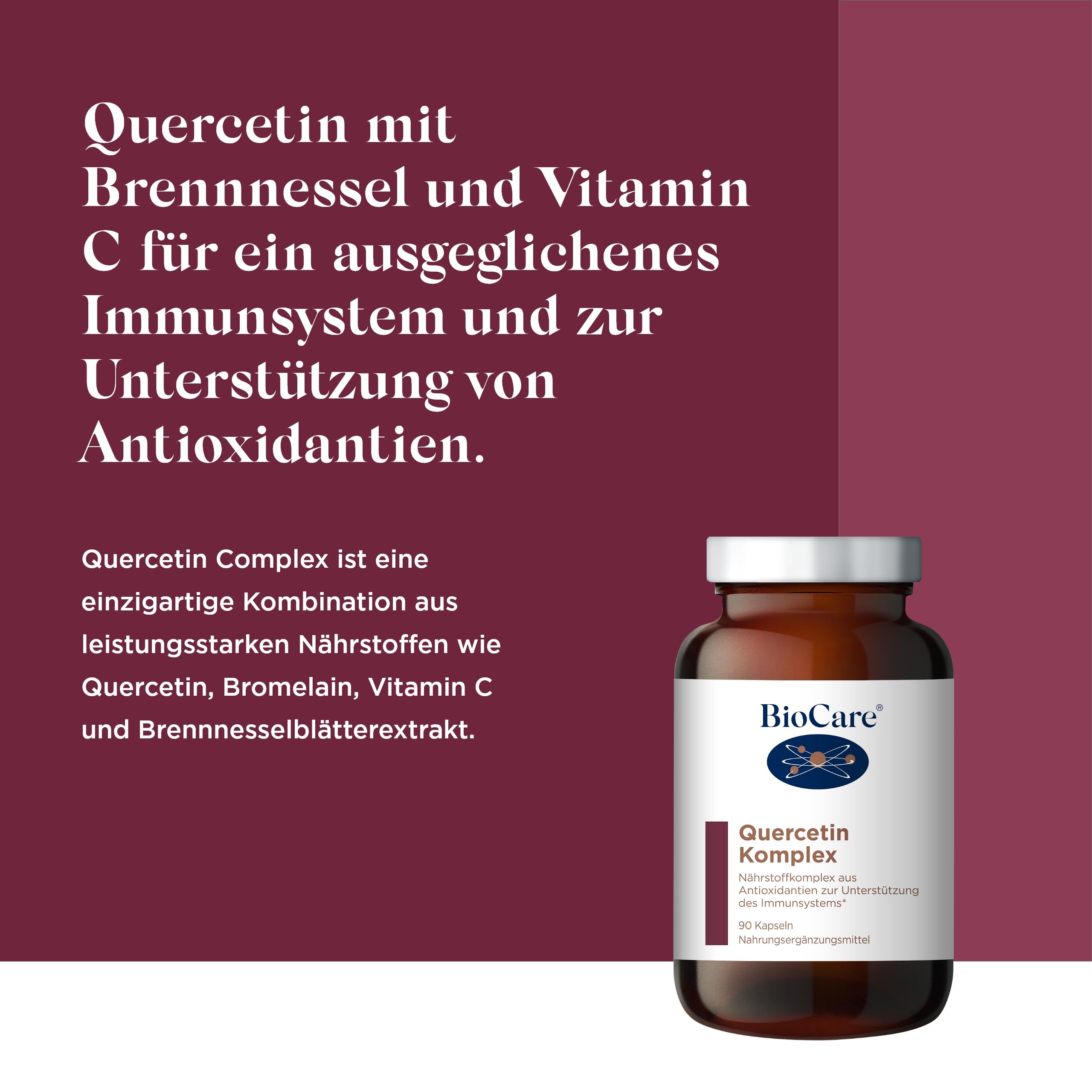 BioCare Quercetin Complex, 90 Kapseln | Mit Quercetin, Bromelain, Vitamin C & Brennnesselblatt-Extrakt