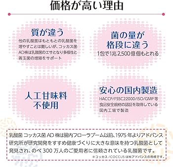 Amazon.co.jp: AD株 腸内フローラの食べ物 ヒト由来の乳酸菌 サプリ (6