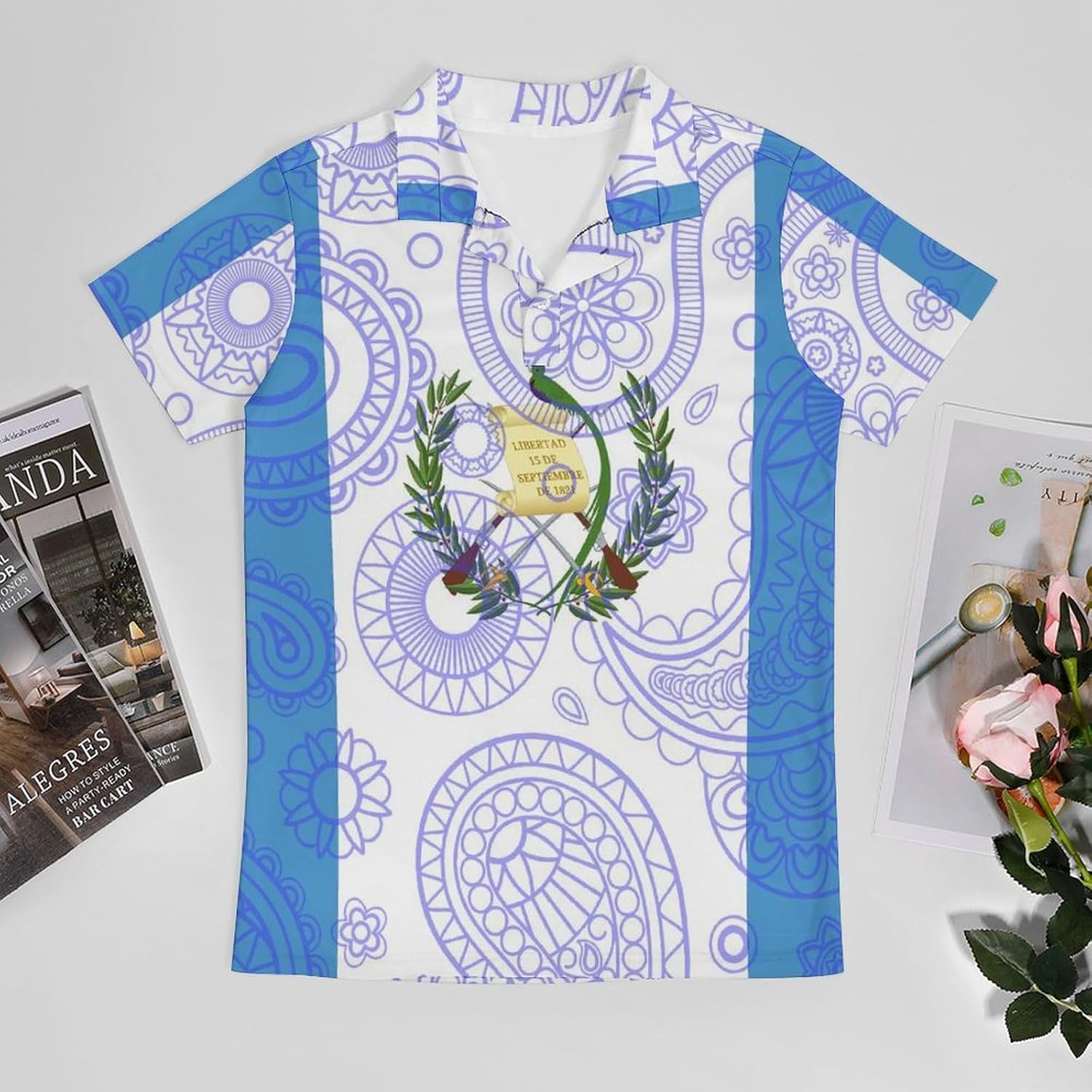 Guatemala Flag Paisley Pattern Novelty Men's Short Sleeve Shirt Golf Tennis Shirts Work T-Shirt Sport Tee