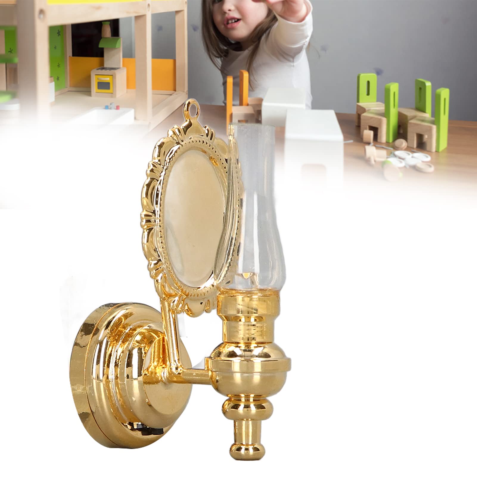 Dollhouse LED Wall Sconces,1:12 Retro Miniature Table Lamp European Dollhouse Accessories for DIY Accessories Mini House Miniature Light Furniture Decoration - Image 3