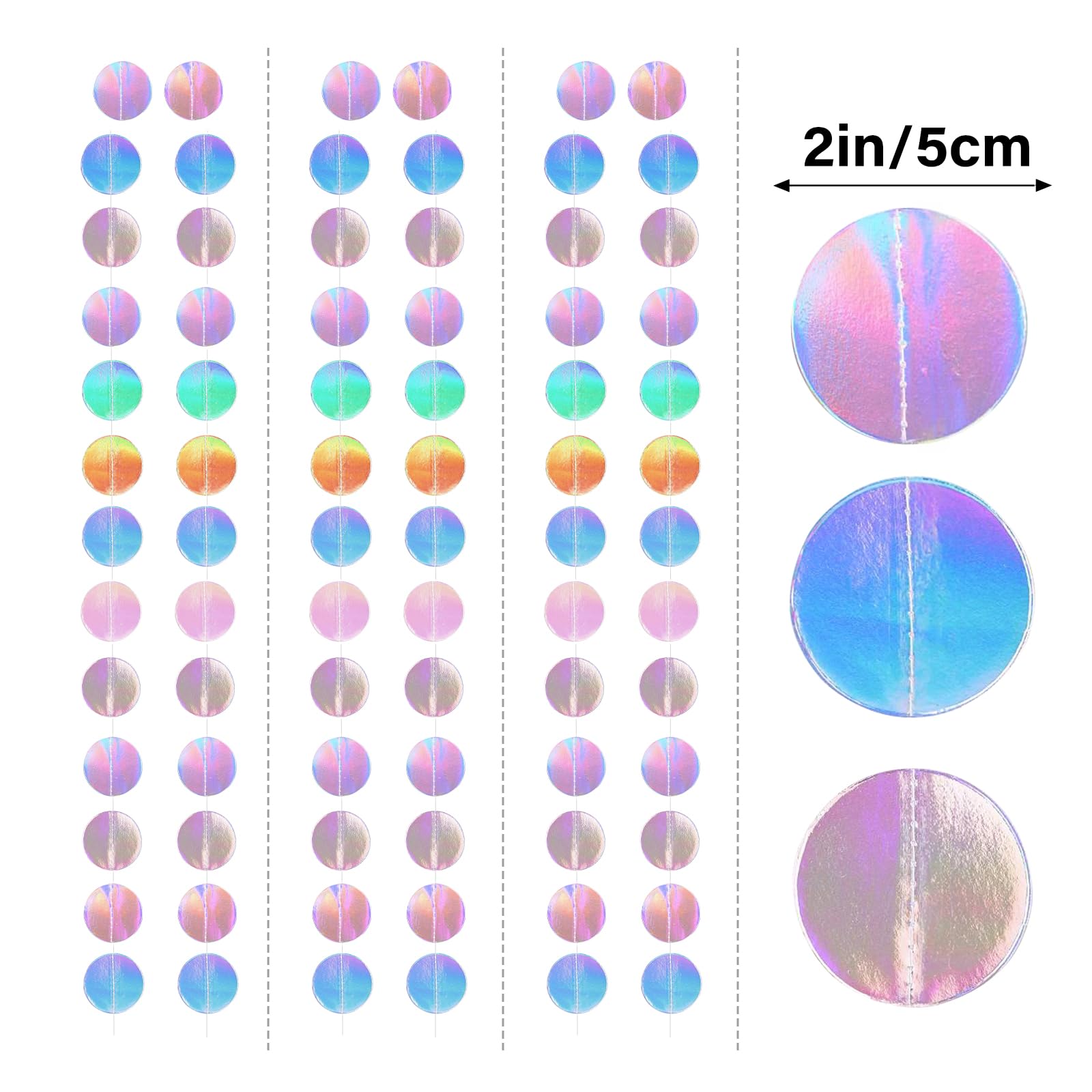G2PLUS Iridescent Circle Paper Garland: 16M Hanging Party Decorations - Image 2