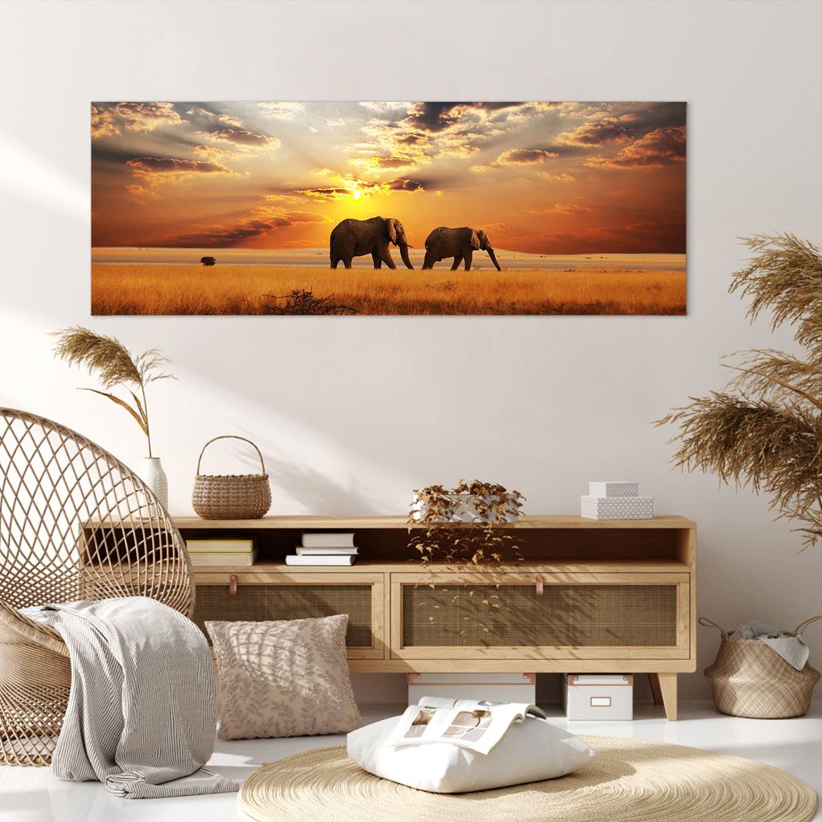 Póster Enmarcado De Elefantes En Safari, Marco Negro 30x40 Cm - Decoración Moderna Para Salón, Dormitorio O Oficina