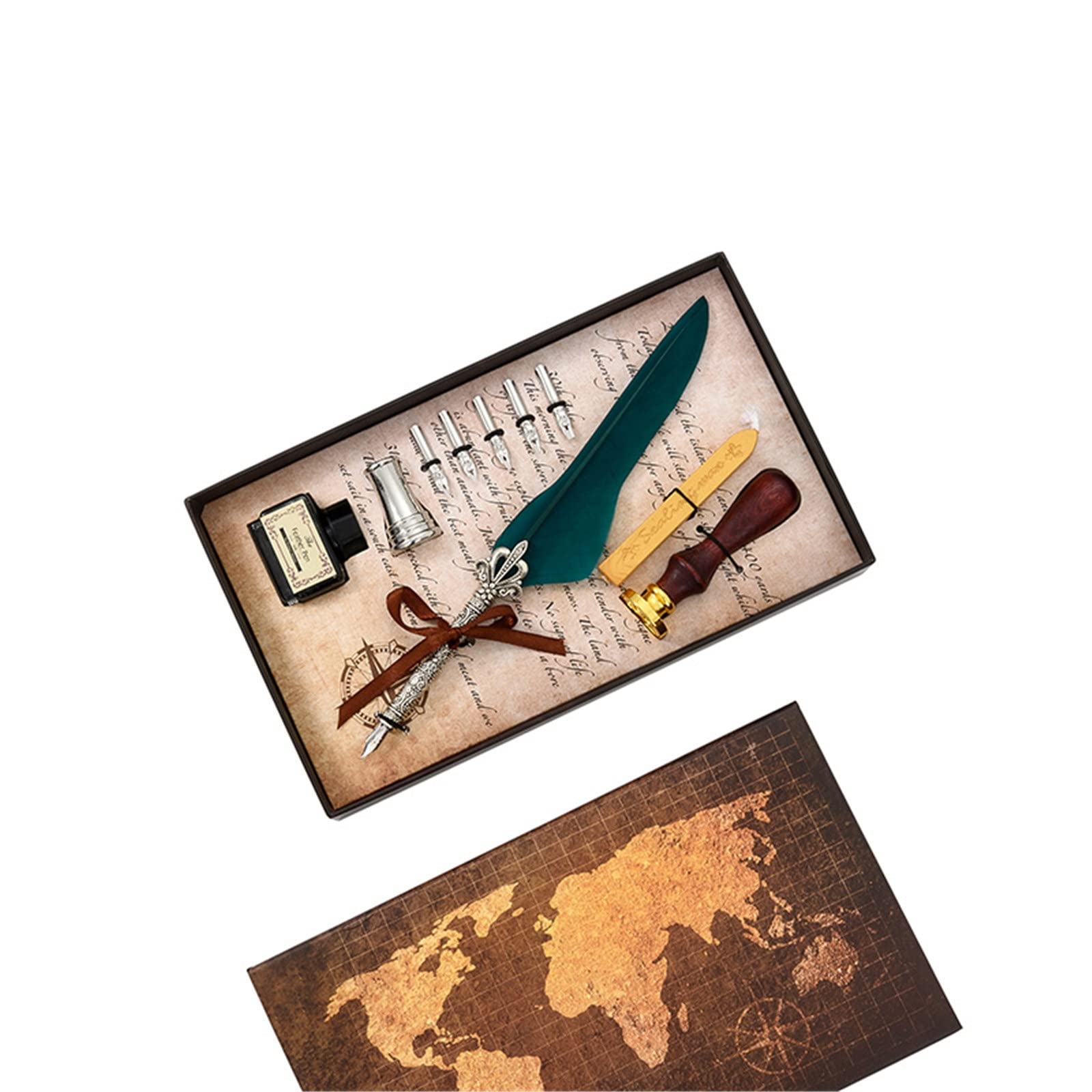Tintenfeder Feder Kalligraphie Stift Set, Federstift Anfänger Federstift Set Schreibfeder Dip-Pen Set(Green)