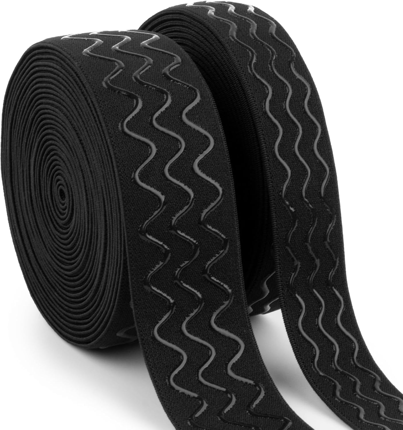 Difenni Silicone Gripper Elastic Band Non-Slip Elastic Band Black Silicone Gripper Tape for Clothing Elastic Gripper Band for Garment Sewing Project Wig Making Accessories 5Yards (Black 1 and 1.5Inch)