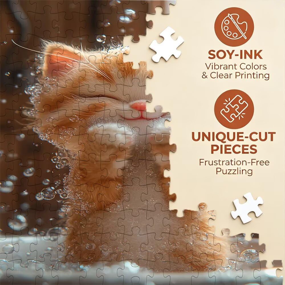 Puzzle 2000 Pezzi, Gatto Bagno 3D Puzzle per Adulti Impegnativo, Educa Puzzles Artistico, Divertente E Stimolante Puzzles Decorativo per La Famiglia, Regalo e Decorazione Pareti DX0YL6-642