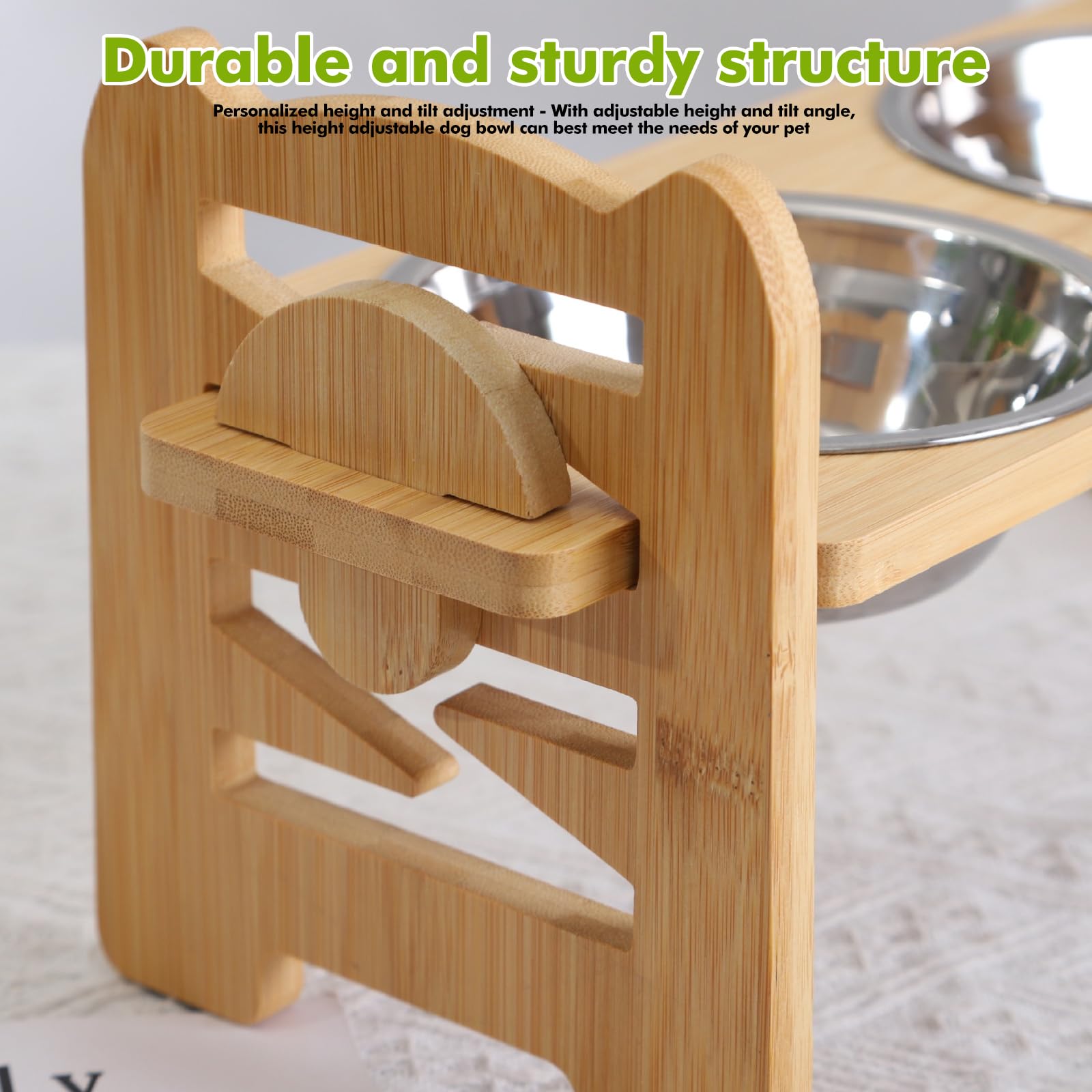 Gamelle surélevée pour chiens, ajustable et surélevée, pour chiens et chats, support surélevé en bois pour chiens avec 2 gamelles en acier inoxydable, gamelles surélevées pour chiens, gamelle pour