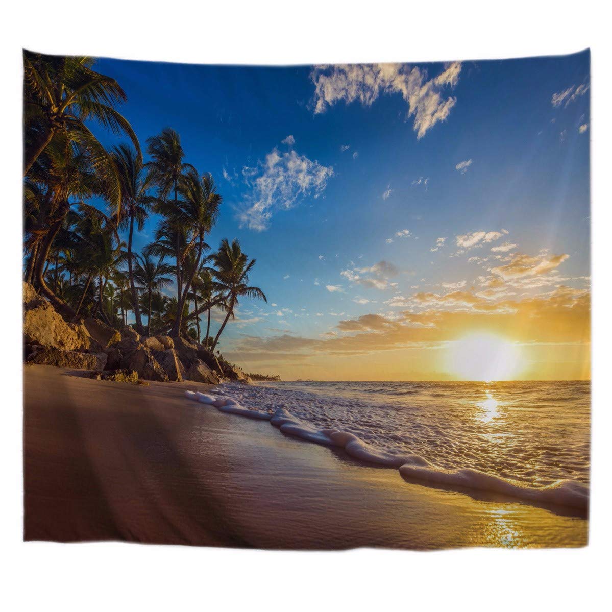 A.Monamour Tropical Dark Green Banana Palm Tree Leaf Plants Themed Print Fabric Tapestry Wall Hangings Blanket Bohemian Bedspread Cover Hippie Beach Towels Bedroom Living Room Dorm 153X102Cm/60"X40" — view 26