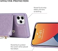 Vista 7 de iCoverCase Funda tipo cartera para iPhone 12 Pro Max con soporte para tarjetas, bloqueo RFID, piel sintética de alta calidad, cierre magnético, a