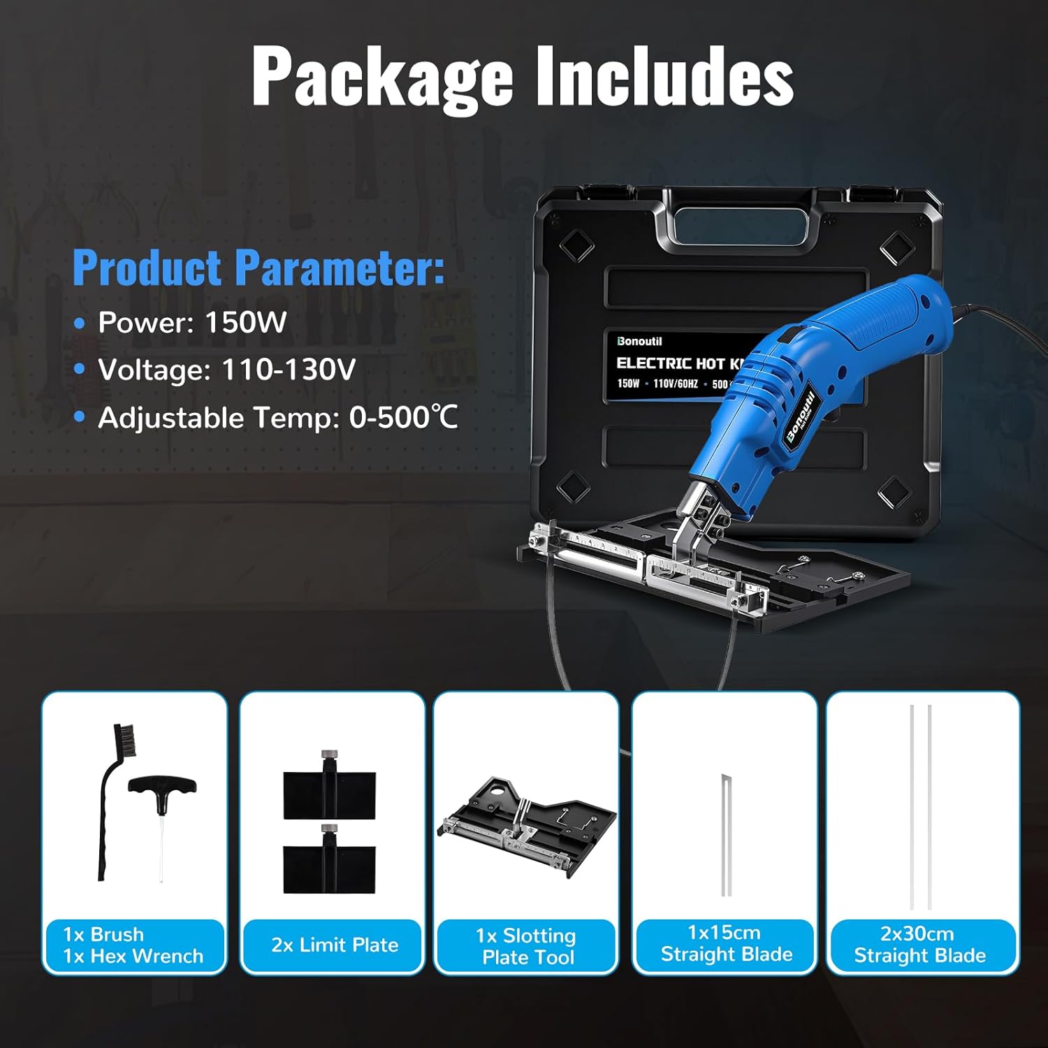 Electric Hot Knife with Grooving Blade Kit 150W 500℃ Craft Shears Foam Cutter for Styrofoam EVA, EPE, XPS, EPP, EPS, KT Board, Sponge