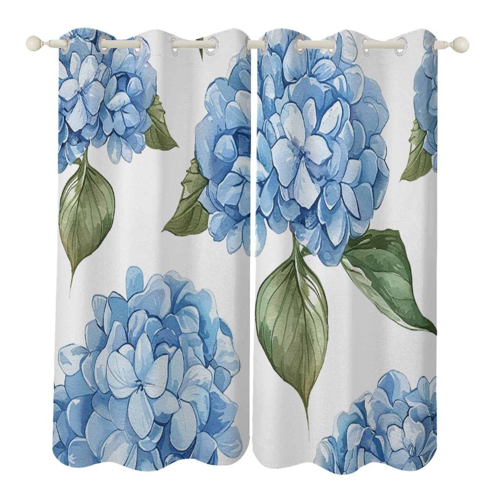 Rideaux occultants hortensia bleu 132x183 cm pour sublimer votre salon cosy