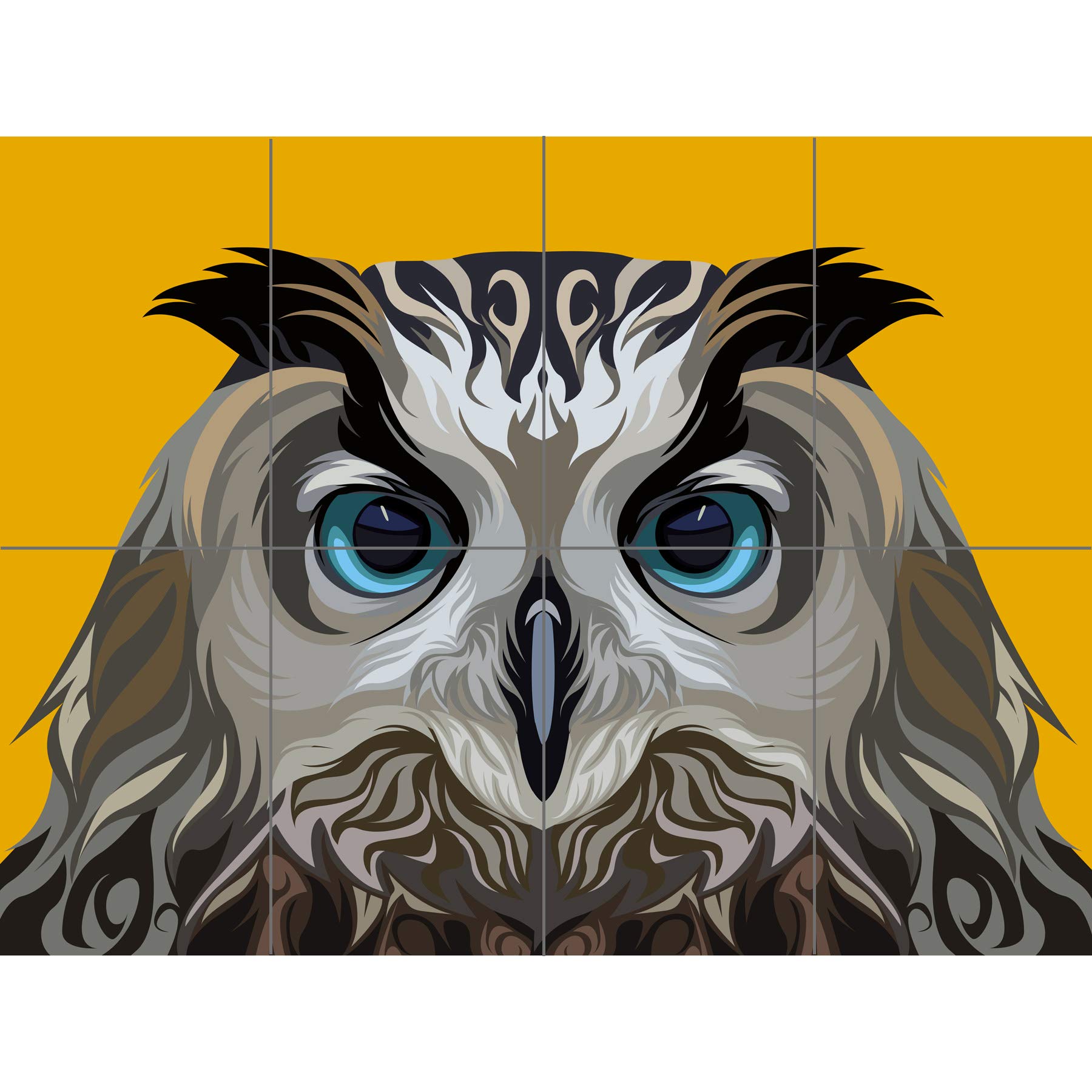 Artery8 Owl Illustration On Orange XL Giant Panel Poster (8 Sections)