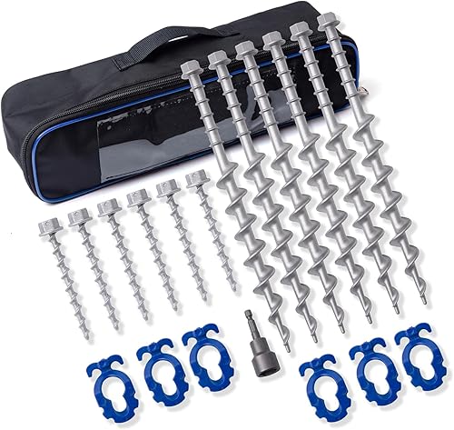 Homeon Wheels - Anclajes de suelo de aluminio para campamento, de metal resistente, no se oxida, para asegurar animales, tiendas de campaña, toldos,