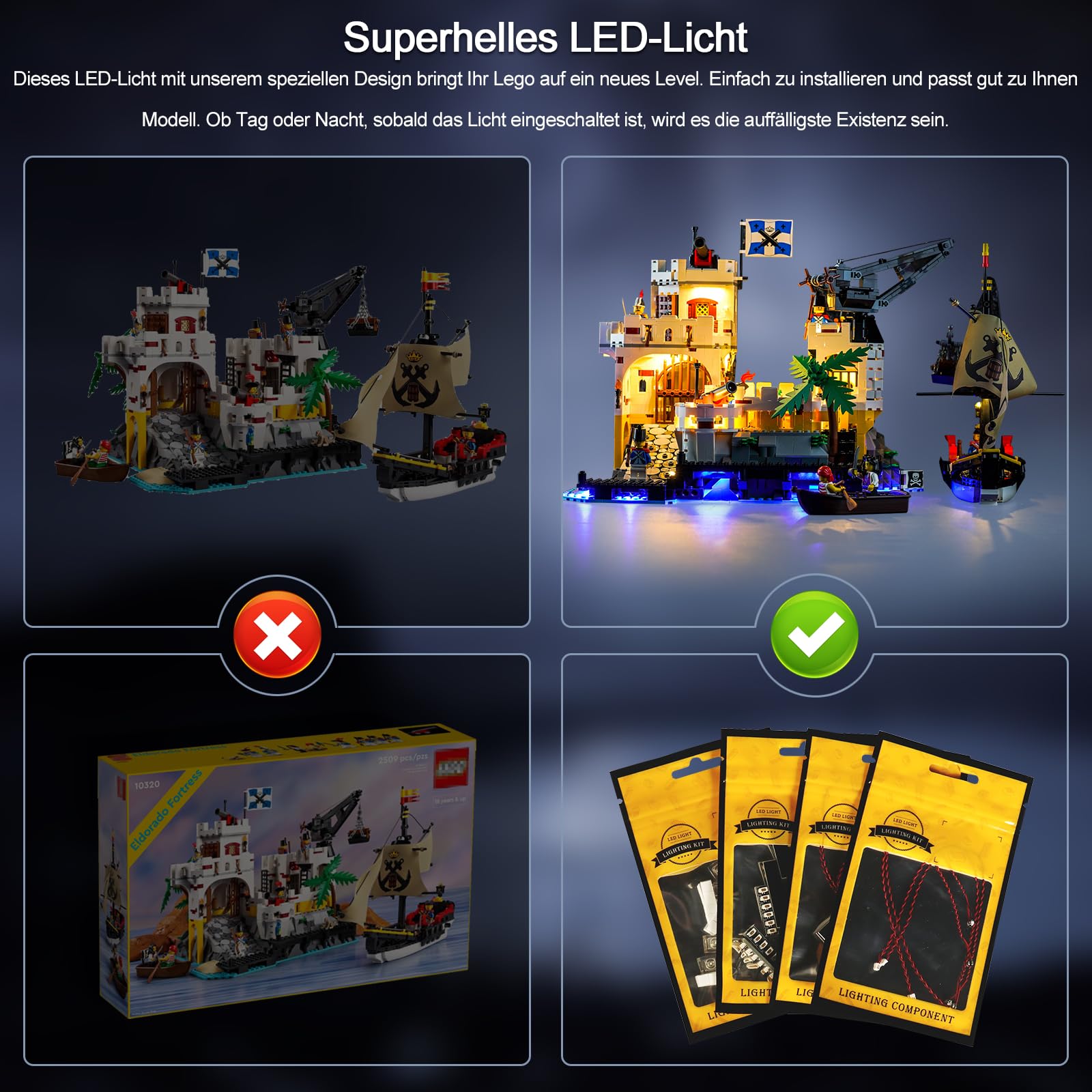 Zestaw oświetlenia dekoracyjnego zdalnego sterowania do Lego Eldorado Fortress (nie Lego), Zestaw oświetlenia do Lego 10320 Eldorado Fortress Kreatywna zabawka dla dorosłych