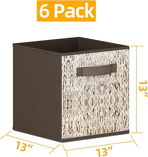 Miniatura 6 de GILLAS Paquete de 6 cubos de almacenamiento de tela. Contenedores de almacenamiento de cubo de 13 pulgadas con asa, organizadores plegables de