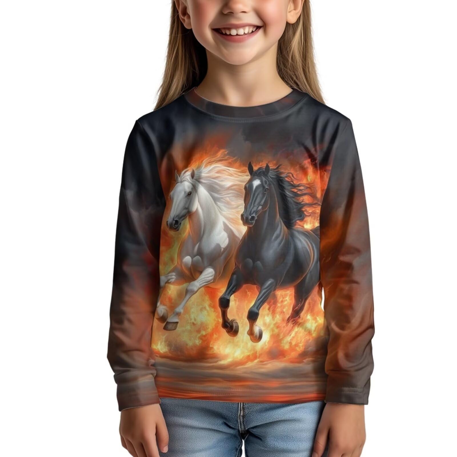 Uourmeti Girls Graphic Tees Long Sleeve T Shirts for Teens Casual Tshirts Junior Sportswear Fall Tops
