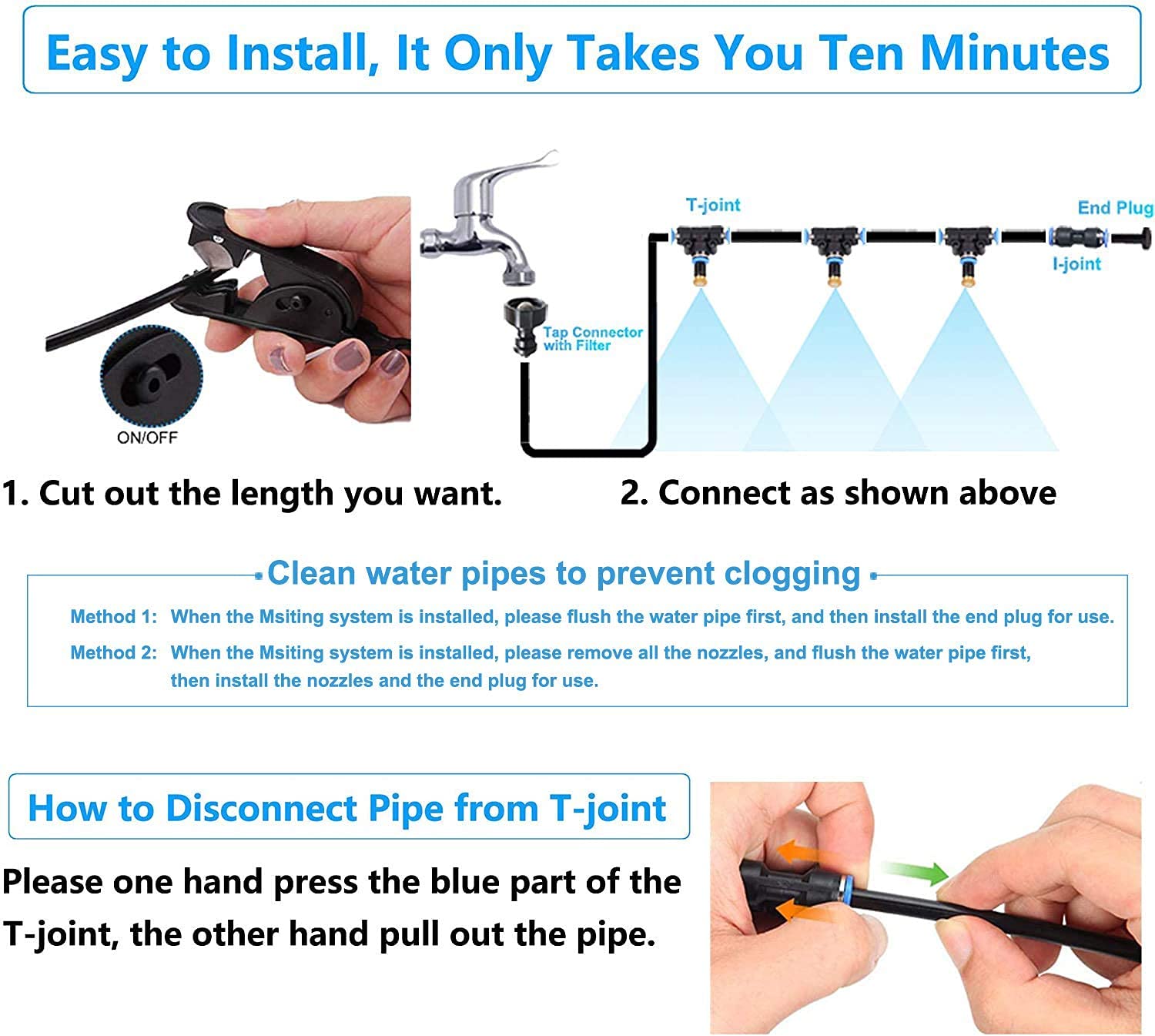 Misters for Outside Patio, 50FT(15M) Outdoor Misting System. Patio