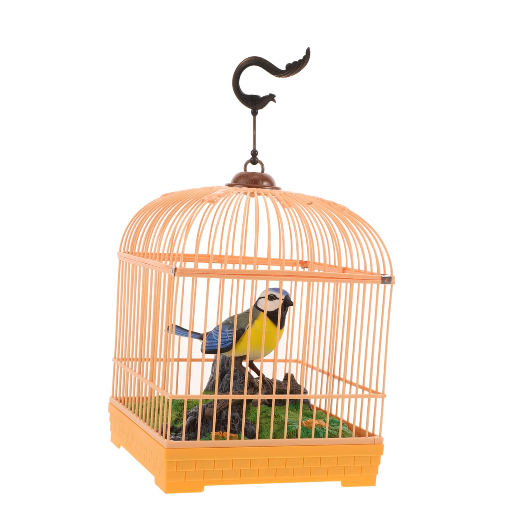 Hohopeti Juguete para Pájaros Activado por Sonido con Diseño Realista de Jaula, Plástico Duradero y Movimiento Interactivo para Entretenimiento Portátil Infantil