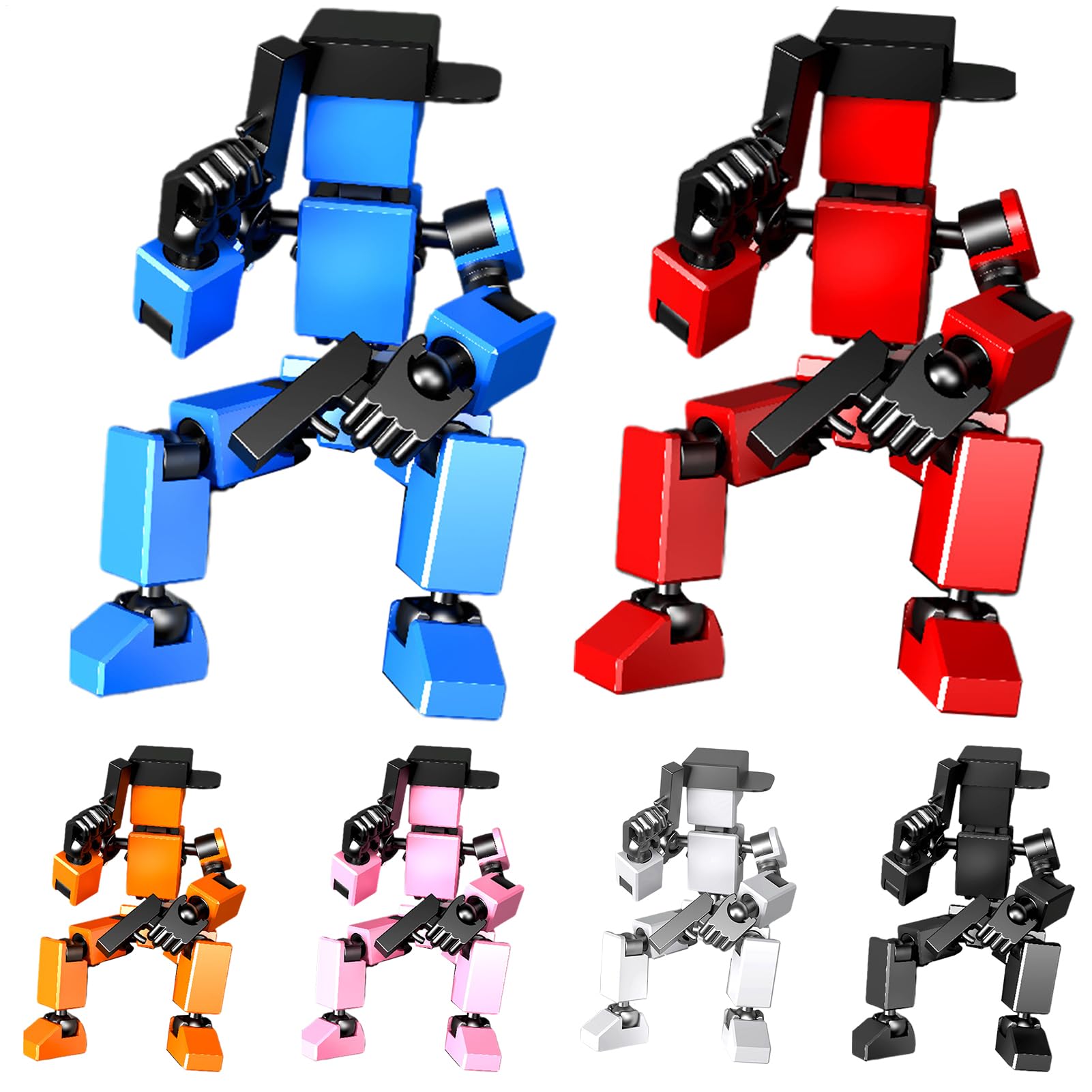 6 Pieces Versatile Unique Movable Figure, 3D Printed Mini Building Block Robot, Action Figure Construction Toy With Multi Joint, For Robot Enthusiasts, Kids Friends.
