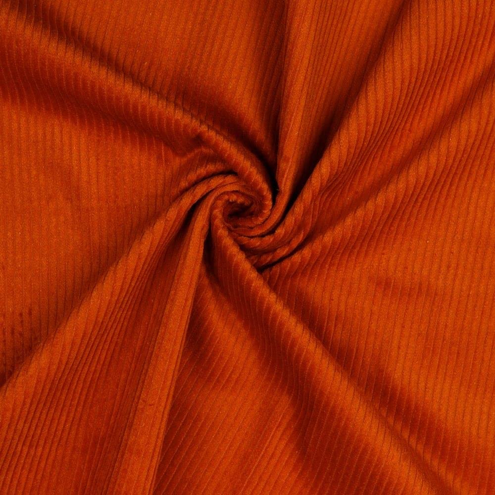 Washed Jumbo Cord 4.5 Wale Cotton Velvet Fabric Material Orange, 1Mtr 140cmx100cm