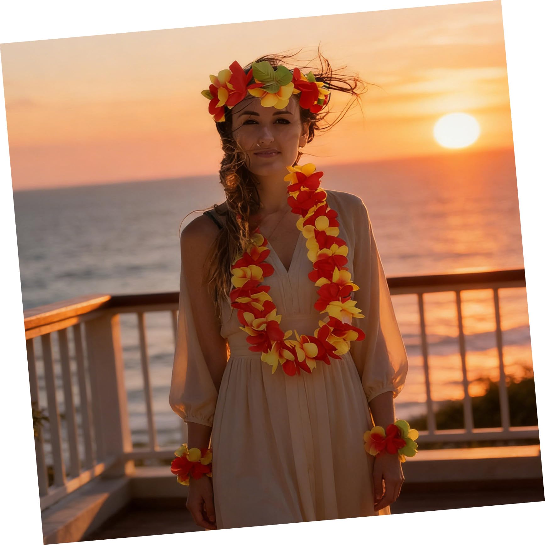 Conjunto de Guirnalda Hawaiana de 32 Piezas, Tela, para Niños, 1 Set
