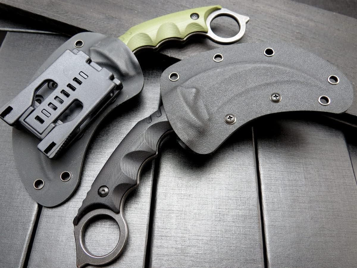 Gtk111 Claw Knife, D2 Steel Blade, Non-Slip G10 Handle, Kydex Sheath, Razor Sharp, Outdoor Camping, Hunting, EDC Tool (Black) - Image 7