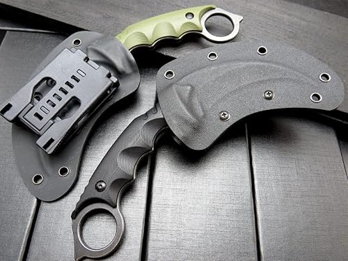 Miniatura 7 de Cuchillo de garra Gtk111, hoja de acero D2, mango antideslizante G10, funda Kydex, afilado, campamento al aire libre, caza, herramienta EDC (negro)