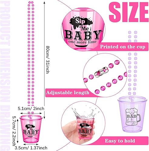 Miniatura 2 de Janmercy 39 piezas de chupito en collar de cuentas, collares de vidrio de chupito de plástico, collar de cuentas, tazas traviesas para adultos y