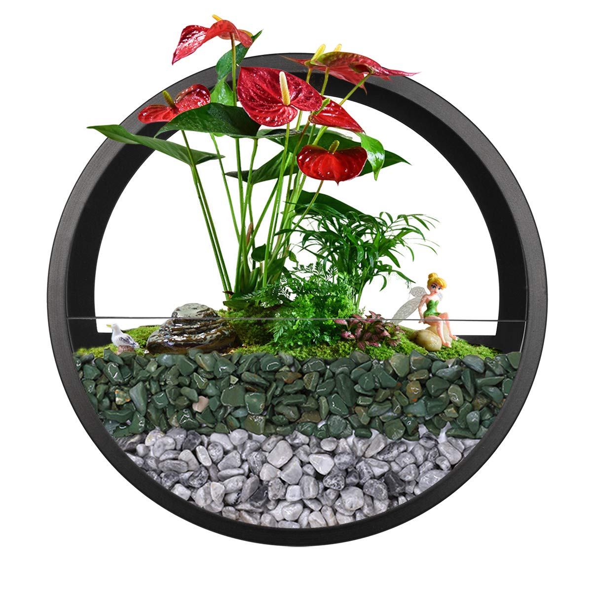 EcosidesWall Mounted Planter Wall Hanging Planters Metal Plant Terrarium for Indoor Planter, Air Plant Holders Decorative Morden Circle Iron Vase for Succulent Indoor Wall Decor(10" H, Black)