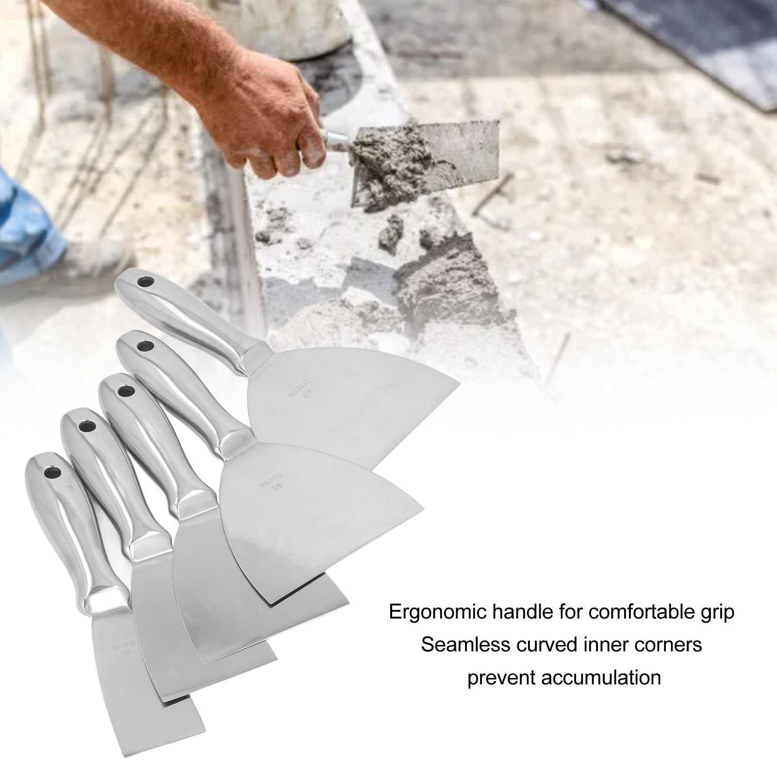 Set di Raschietti per Stucco in Acciaio Inossidabile, Dimensioni 2 Pollici, 3 Pollici, 4 5 6 Impugnatura Ergonomica con Foro per Appendere Intonaco