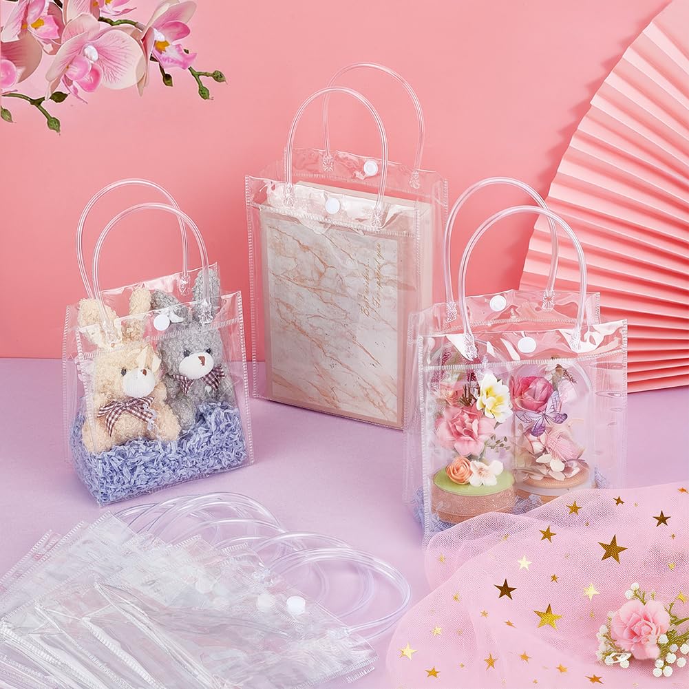INTERWARM 120 sac Cadeau Transparent avec Poignée Sacs Cadeaux en Plastique Transparents de Petite Taille (Taille Unique) Sac Cadeau Transparent pour Mariage Ou Anniversaire 40pcs / Taille