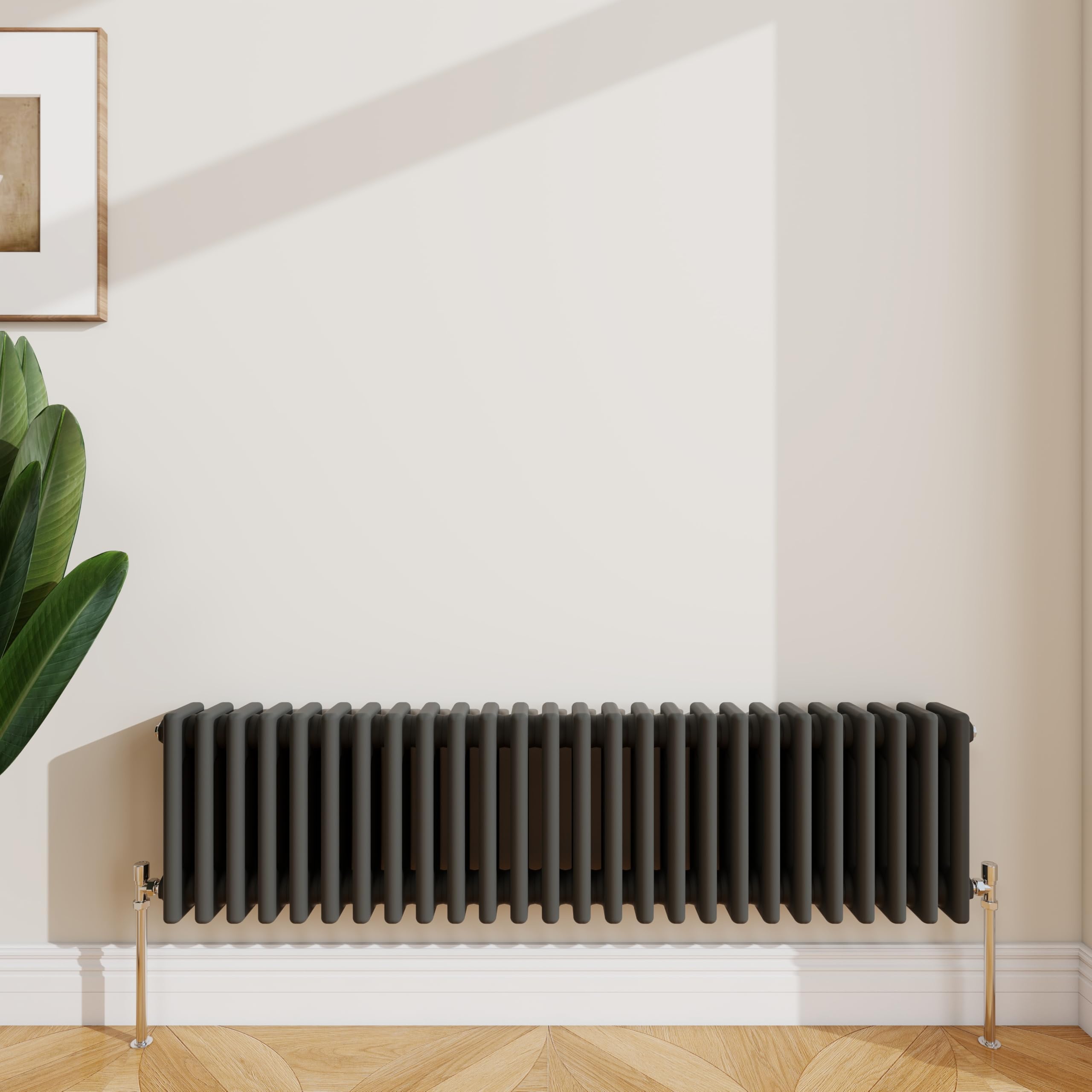 Sline Sanitary Anthracite 300X1190mm Cast Iron Style Traditional 3 Column Horizontal Central Heating Radiator