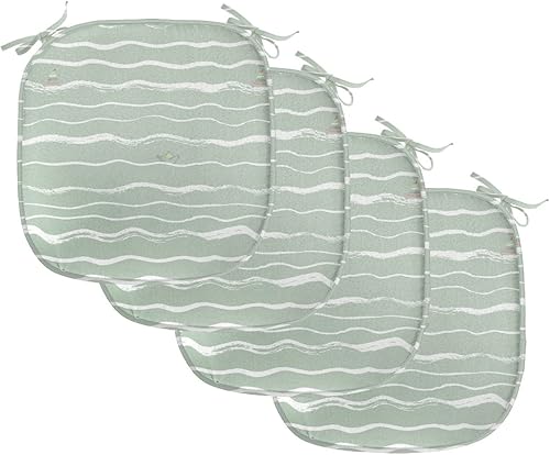 Miniatura 18 de Lunarable Swirly - Cojín de asiento para silla, diseño de líneas retro rizadas, funky en espiral, vida marina náutica, antideslizante, para cocina y