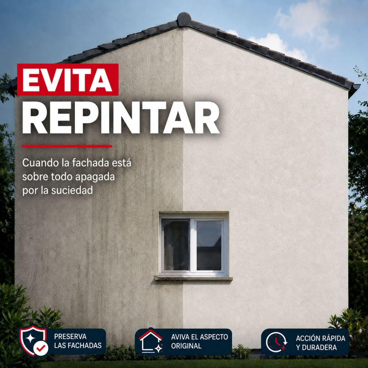 Limpiador de Fachadas, Renovador de Tejados, Paredes, Revoco y Pintura 20 L | Devuelve el Brillo, Fachada, Revoco, Rpe, Revestimientos, Enlucidos, Cemento, Hormigón y Aluminio - Arcane Industries