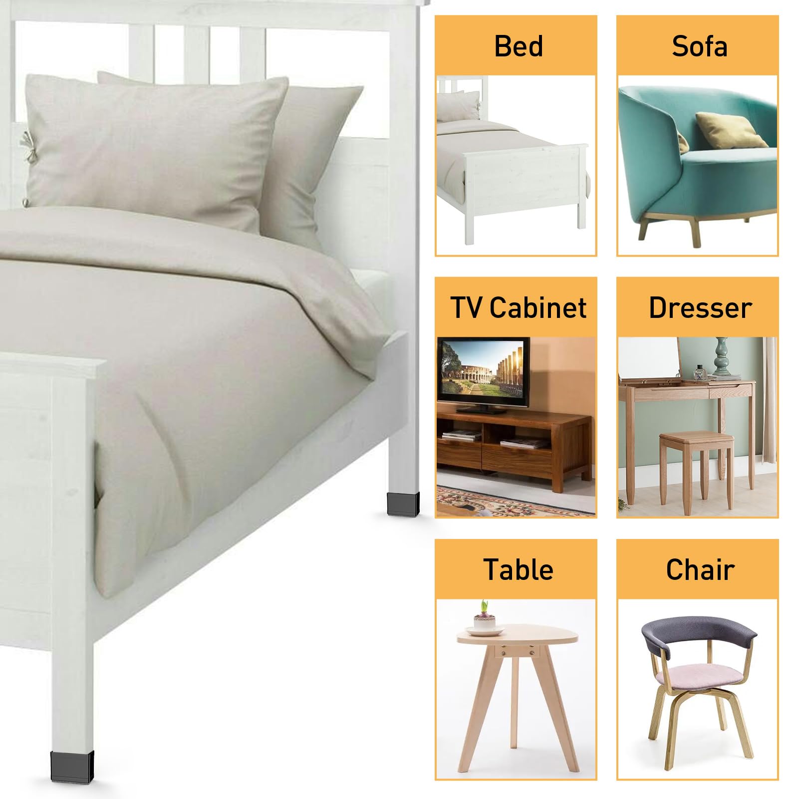 1 x 2 protectores rectangulares para patas de silla, almohadillas antideslizantes para muebles, suelos de madera dura, pinzas antideslizantes para muebles, tapas de silicona para patas de muebles, (16
