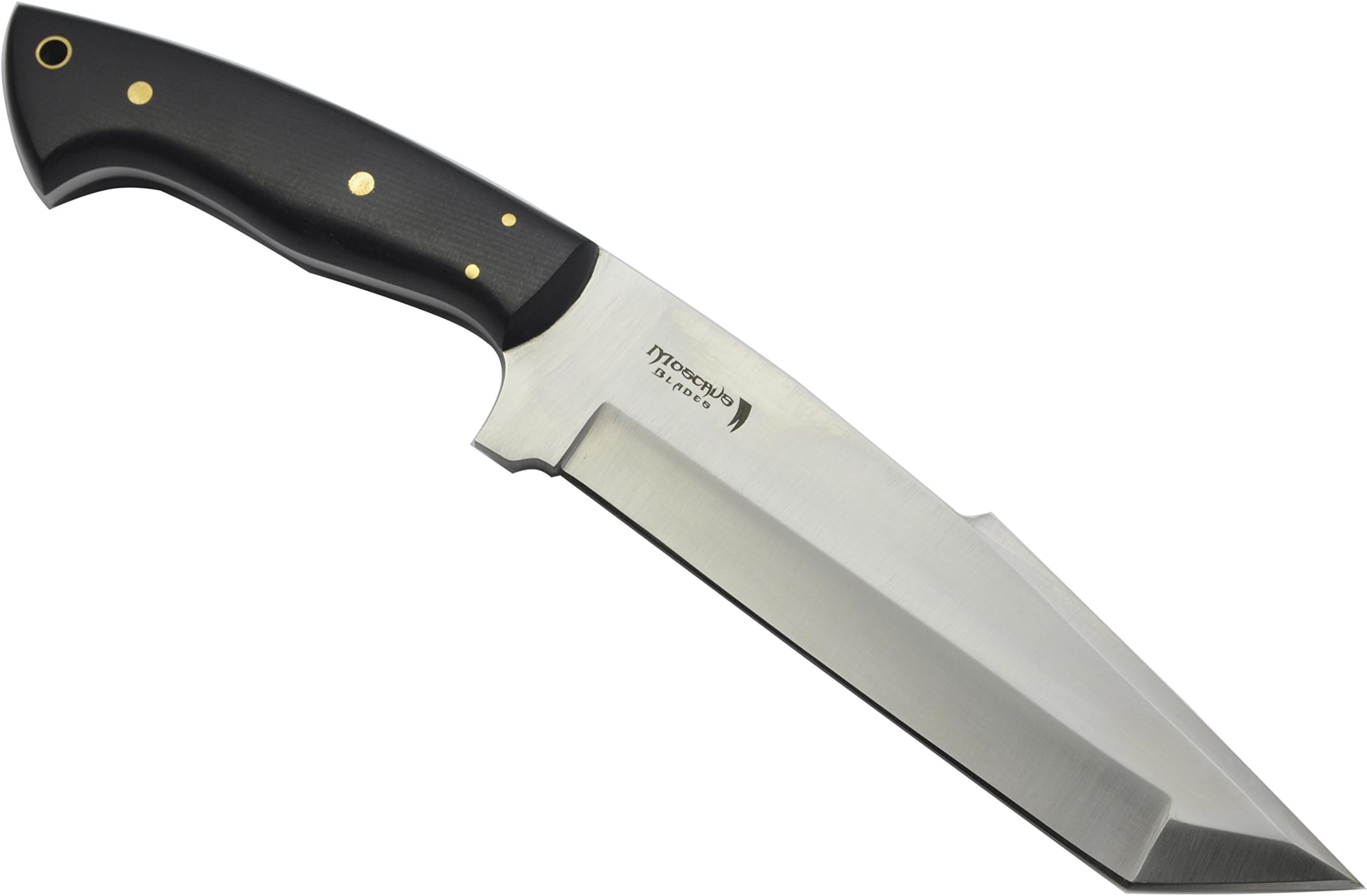 Tanto Knife, D2 Tanto Knife, Full Tang Fixed Blade Knife, Vertical Leather Sheath, OAL 11.5โ | 29.21 cm Micarta Scales
