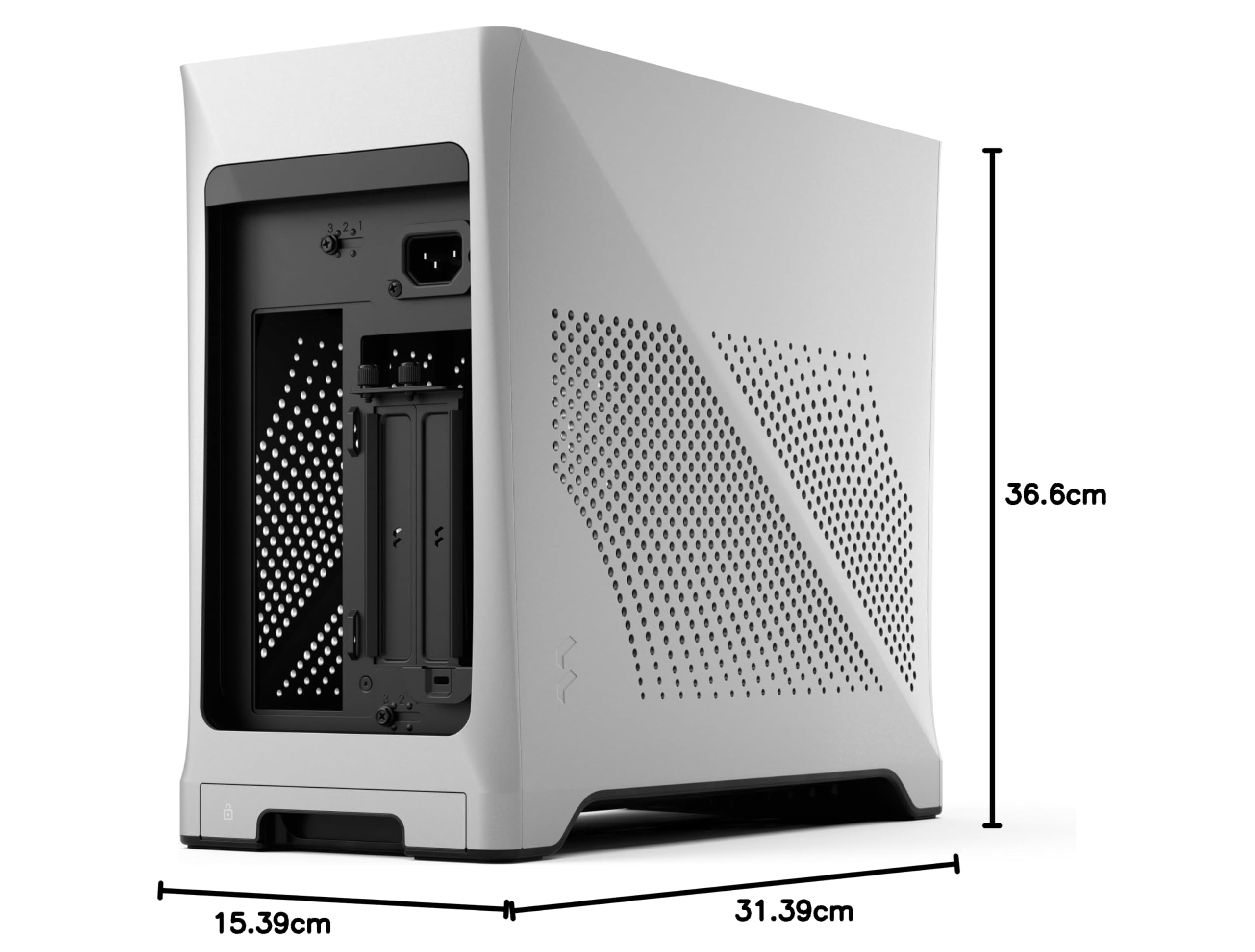 Fractal Design Era 2 ITX PC Case in Silver - Alluminio anodizzato elegante, piano in noce massiccio, supporta GPU a 3 slot, cavo riser PCIe 4.0 incluso