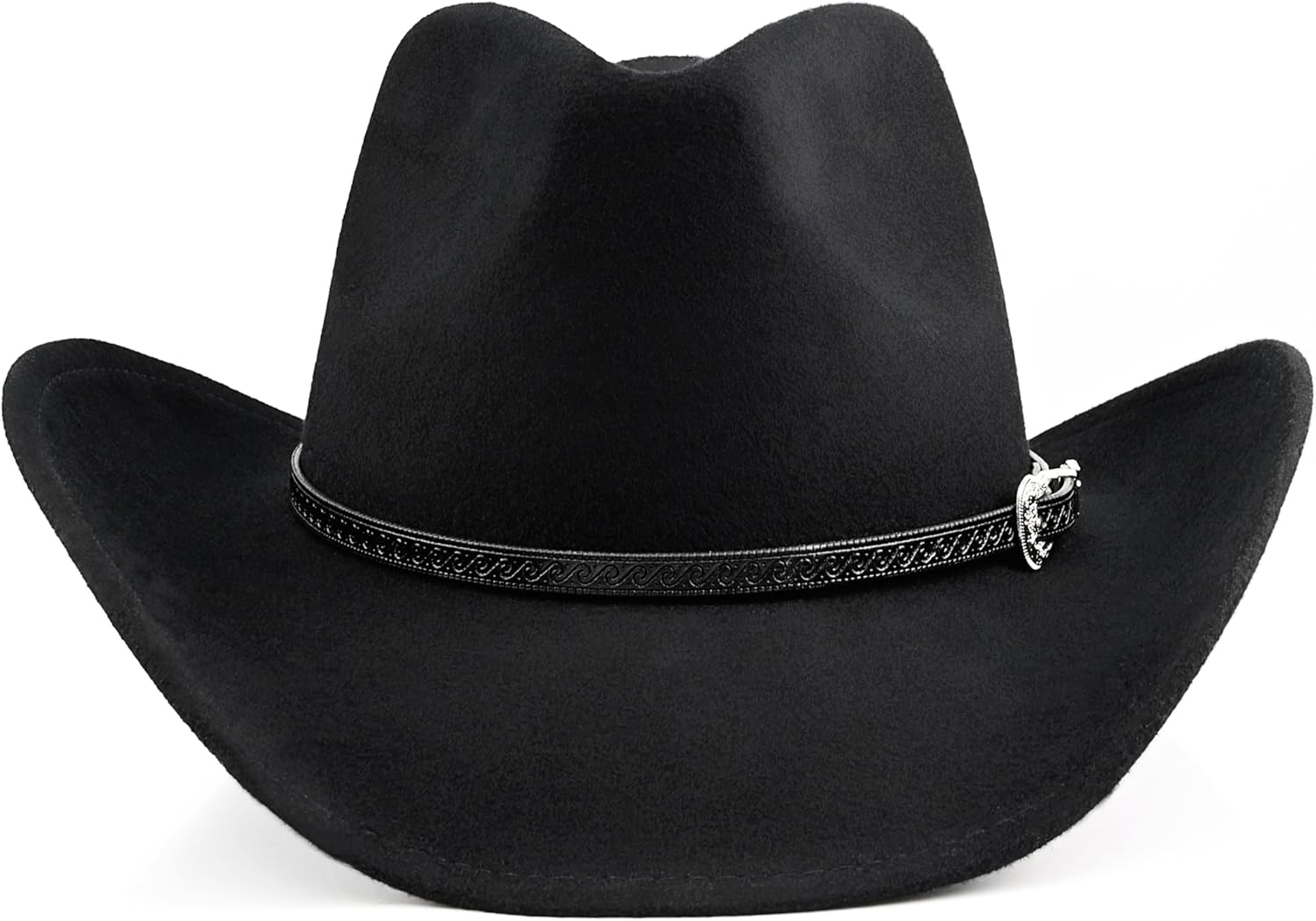 100% Wool Western Cowboy Hat Classic Black Cowboy Hat for Women Men Cowgirl Hat Fedora Hat Felt with Two Decorative Bands - Image 3