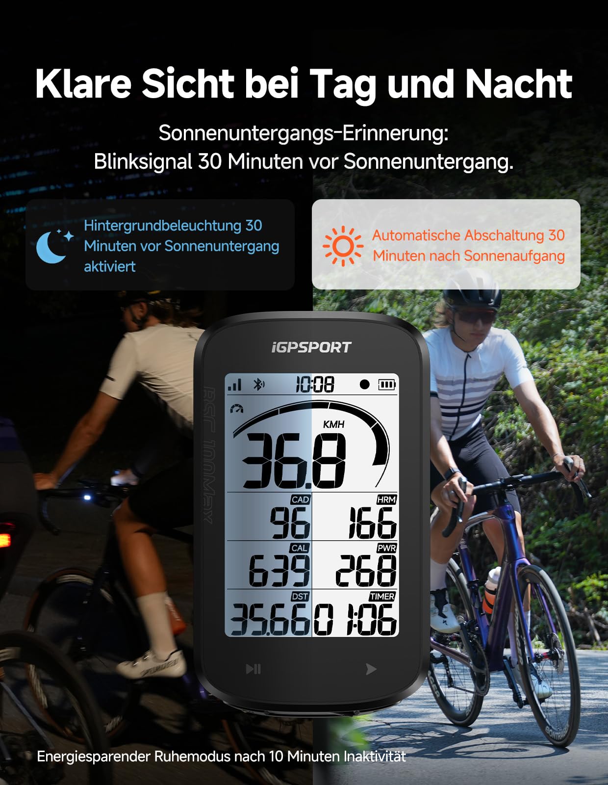 iGPSPORT BSC100MAX Fahrradcomputer Kabellos, 3 Zoll Display Automatische Aufnahme, 40H Akkulaufzeit, GPS Fahrradcomputer