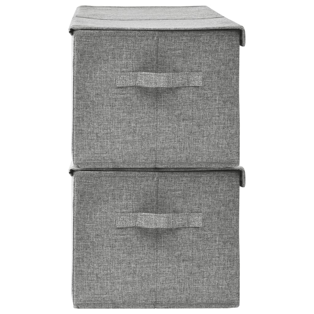 Aufbewahrungsboxen 2 Stk Stoff Grau 50x30x25 cm mit 2 Fächern zusammenklappbar für Kleiderschrank, Schminktisch Organizer und Schubladen zur praktischen Aufbewahrung