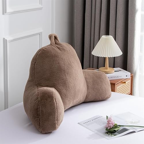 Miniatura 3 de A Nice Night Almohada de lectura suave de piel sintética, respaldo de cuña para adultos con brazos y soporte para la espalda para sentarse en la
