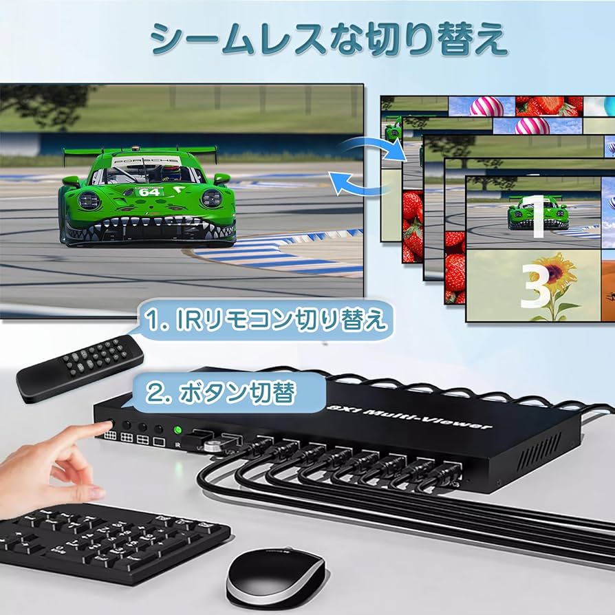 Amazon | ENBUER KVM 4K 30Hz HDMI画面分割切替器 多機能 8x1