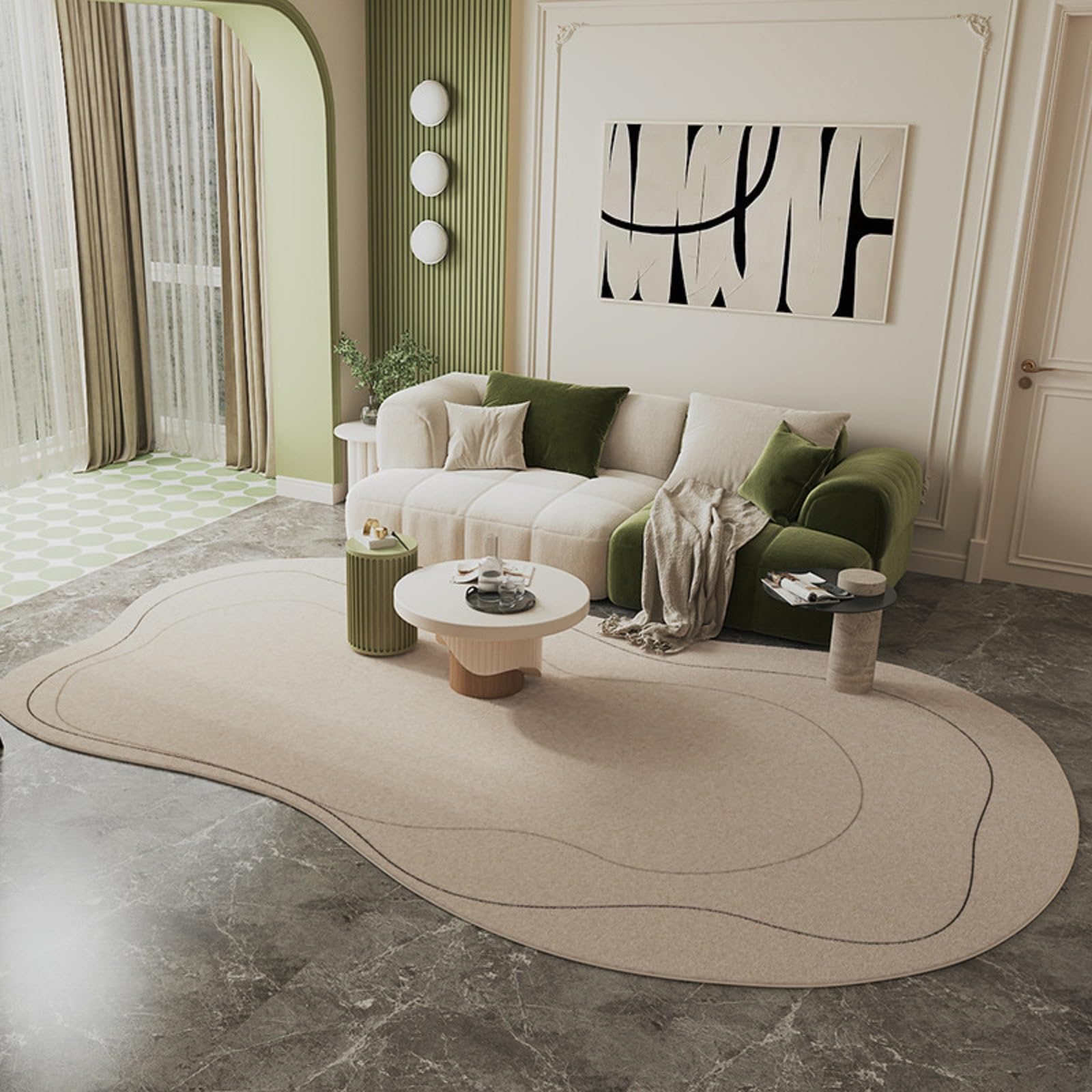 Tapis irrégulier en coton lavable style marocain moderne pour salon et chambre 120x180cm