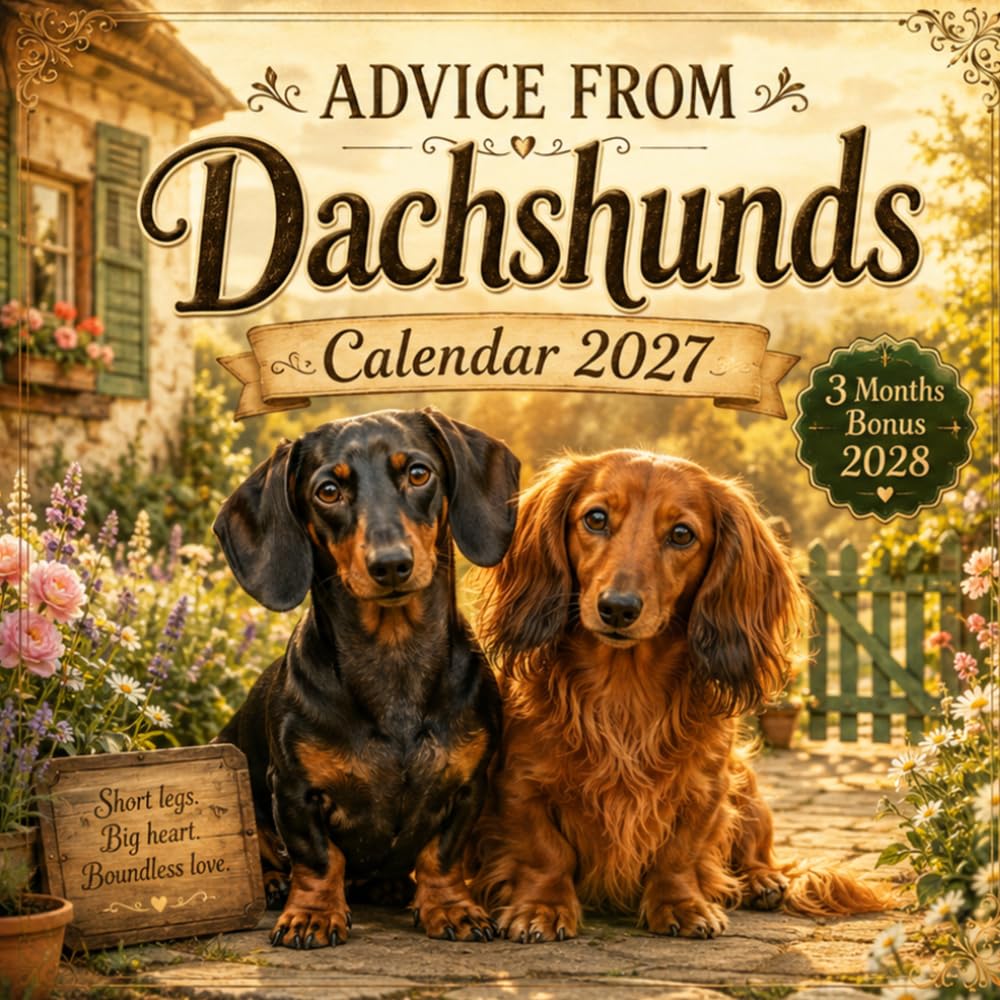 Advice from a Dachshund Calendar 2027: Includes 3 Bonus Months of 2028 | Adorable Dogs, Encouraging Messages, Joyful Moments