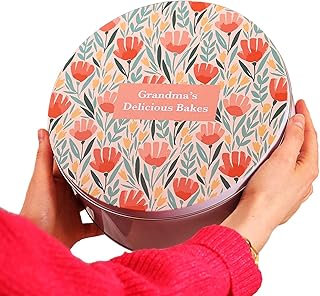 That's Nice That Personalised Grandma's Bakes Floral Cake Tin For Baking - Keep Your Bakes Fresh In Our Customised Cake Tins - Perfect Gift For Grandma On Mothers Day
