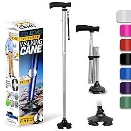 ZELECKS Walking Cane for Women & Men - Self Standing Adjustable Folding Cane with T Handle and 360 Pivot Base - Lightweight Foldable Walking Stick for Seniors - Collapsible Cane for Walking