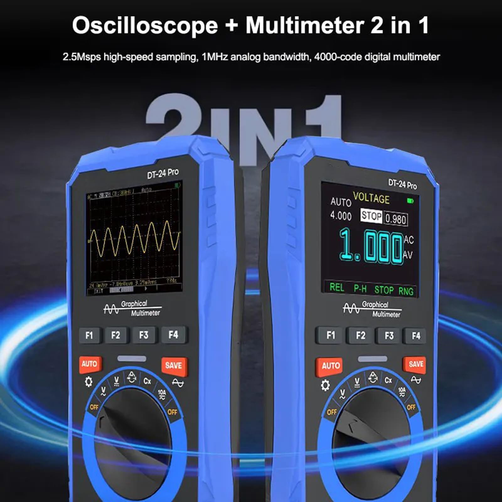 Multimetro Digitale e Oscilloscopio Strumento Area Osservazione 49x36,7mm Test Elettrico Portatile per Esperimenti di Laboratorio Misurazione ad Alta Precisione