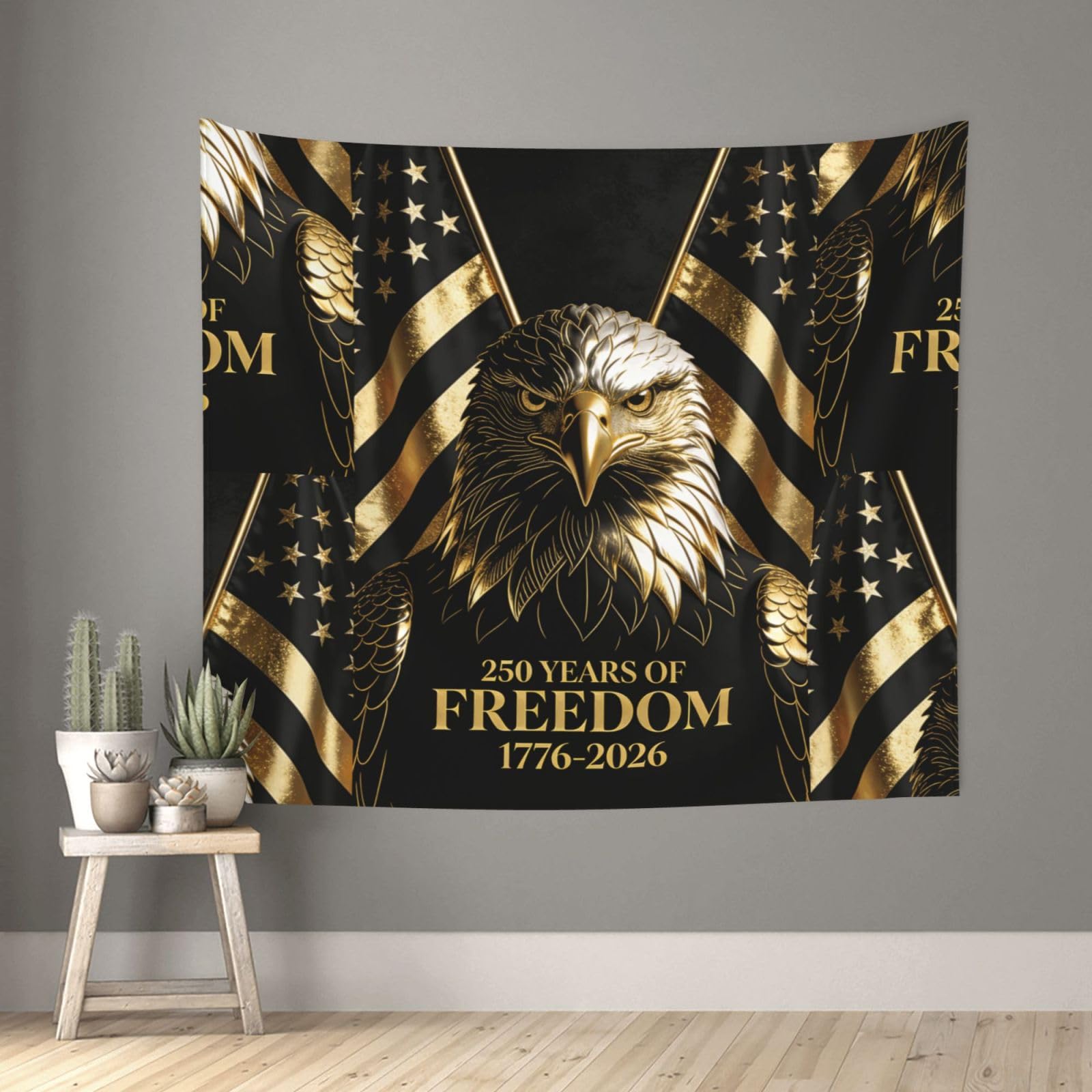 Living Room 60x51 Inch250th Anniversary USA with bald eagle Tapestry Backdrop Wall Hanging Flag Indoor Outdoor Wall Art Tapestries Wall Decor Blanket Beach Throws Funny Banner Poster for Dorm, Bedroom