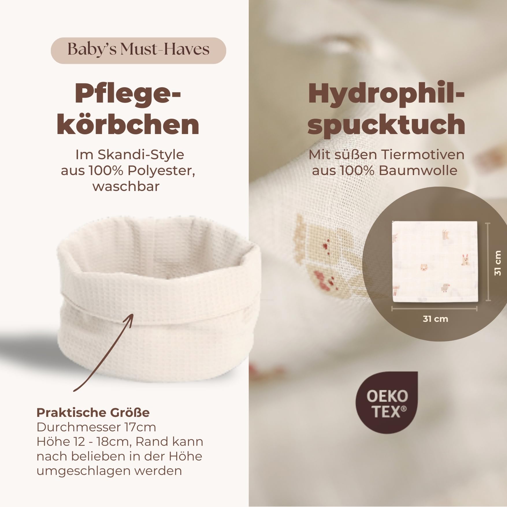 Baby Geschenkkorb zur Geburt – Windeltorte neutral mit Kuscheltier Ente, Spucktuch & Karte, Baby Willkommensgeschenk Junge & Mädchen, Handmade Erstausstattung Set & Wickeltisch Organizer