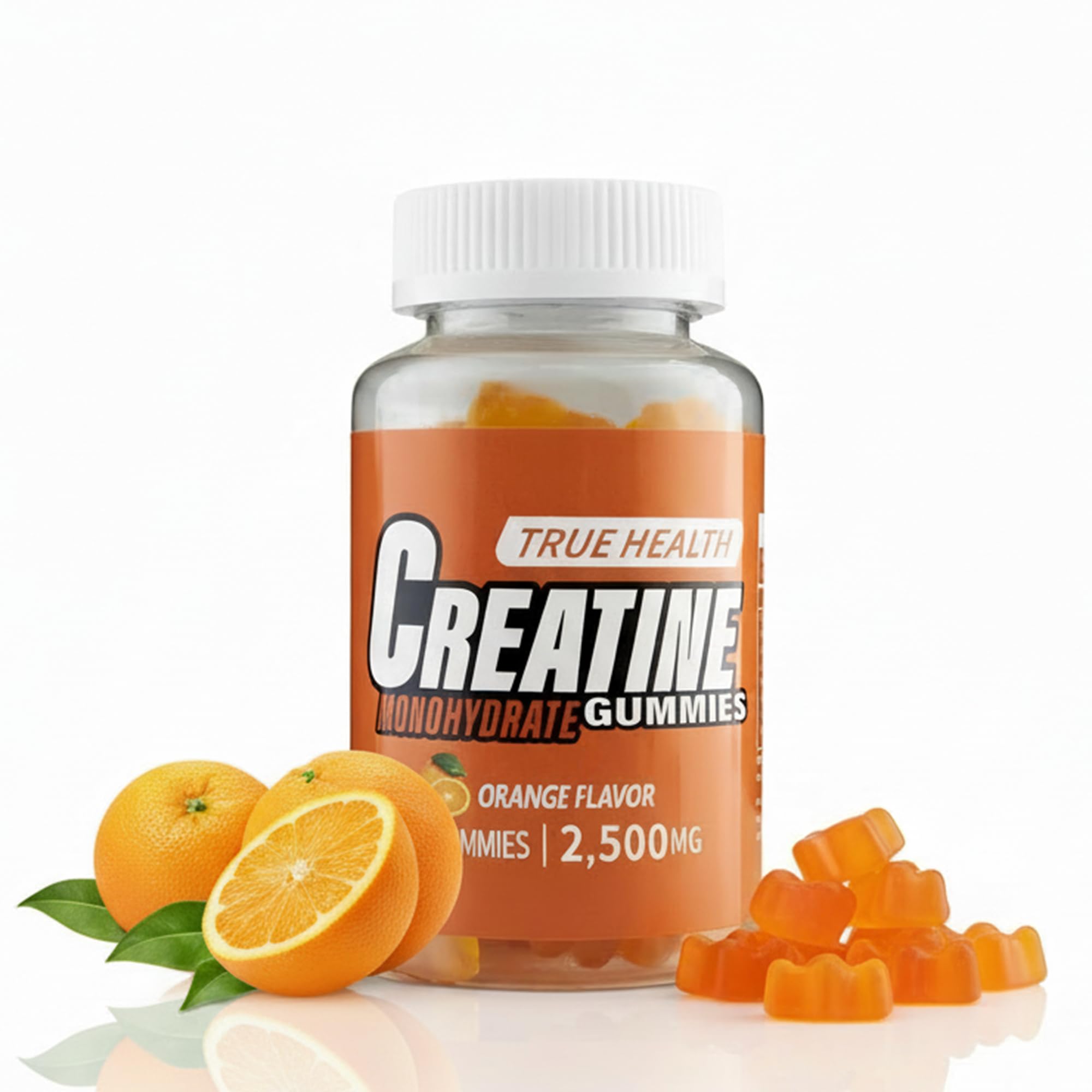 Creatine Gummies – Vegan Creatine Monohydrate Gummies, Strawberry Flavoured for Post Workout Recovery, Boost Muscle Growth and Enhance Strength, 2,500 MG, 60 Units (Orange)